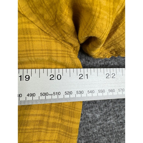 Sonoma Women's Sz L Mustard Yellow Plaid Button Front Short Flutter Sleeve Top - Picture 9 of 11
